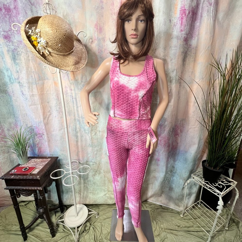 NEW📌Zinati Sexy Set Scrunch Butt Sport Leggings & Crop Top Set Pockets S/M